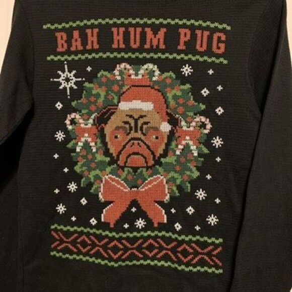Bah Hum Pug Size Small Knit Sweater - Picture 2 of 3